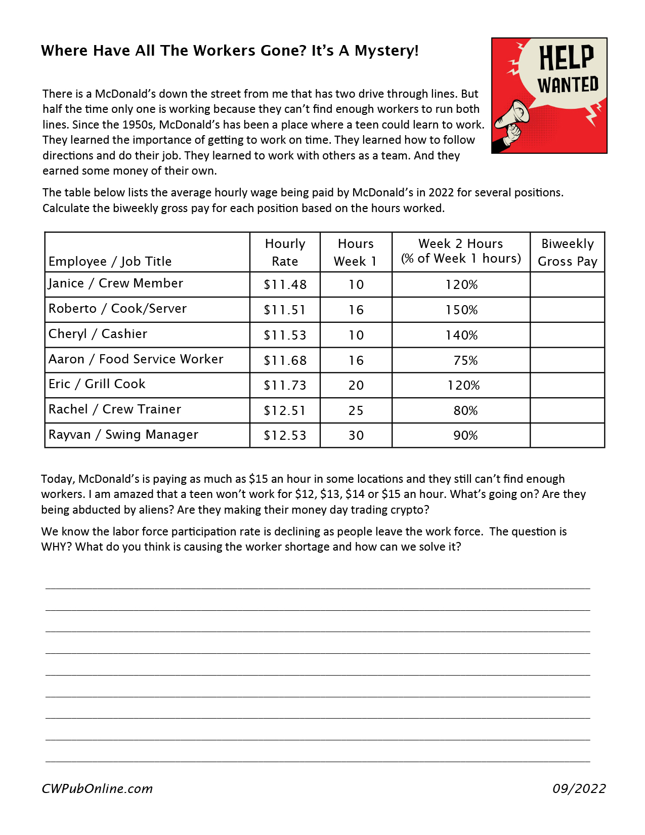 worker pay worksheet